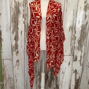 Calvin Klein Red and White Geometric Design Scarf